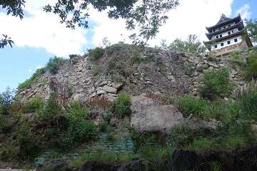 本丸石垣(北面)と模擬天守